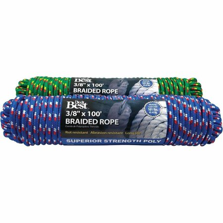 ALL-SOURCE 3/8 In. x 100 Ft. Assorted Colors Double Braided Polypropylene Packaged Rope 767107